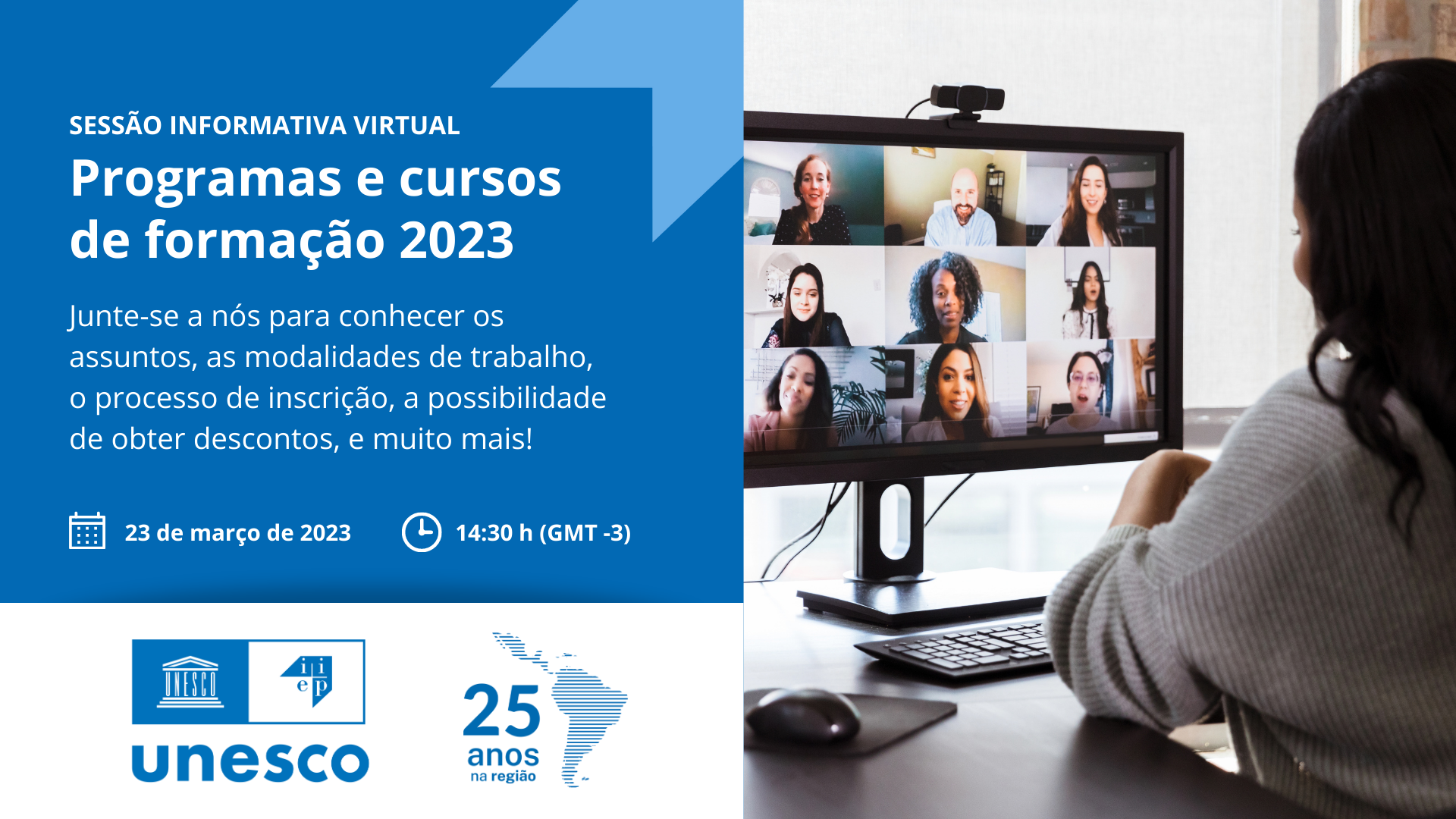 Sessão informativa virtual: programas e cursos de formação 2023