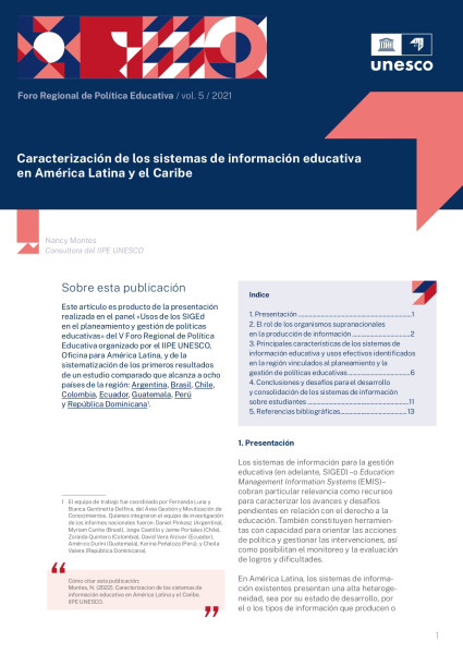 Caracterización de los sistemas de información educativa en América Latina y el Caribe